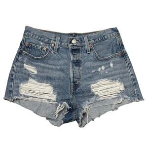Levi’s 501 High Rise Distressed Denim Shorts | Size W29